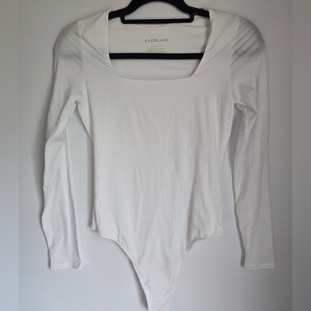 Everlane Women's White Long Sleeve Bodysuit